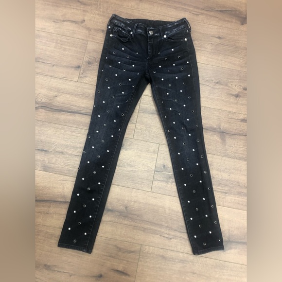 TRU RELIGION HALLE STUDDED SKINNY JEANS IN SIZE 25 - Picture 6 of 12